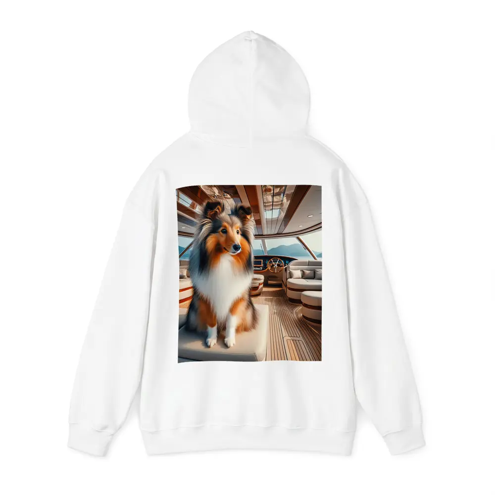Shetland Sheepdog Sitting Inside Luxury Yacht – Hoodies