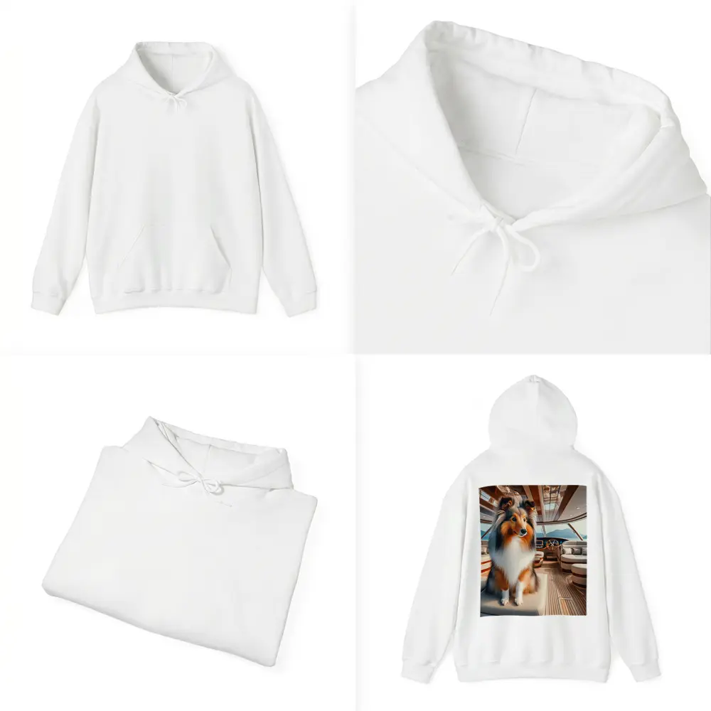 Shetland Sheepdog Sitting Inside Luxury Yacht – Hoodies