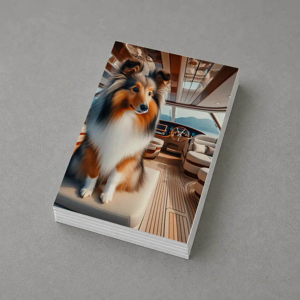 Shetland Sheepdog Sitting Inside Luxury Yacht – Postcards