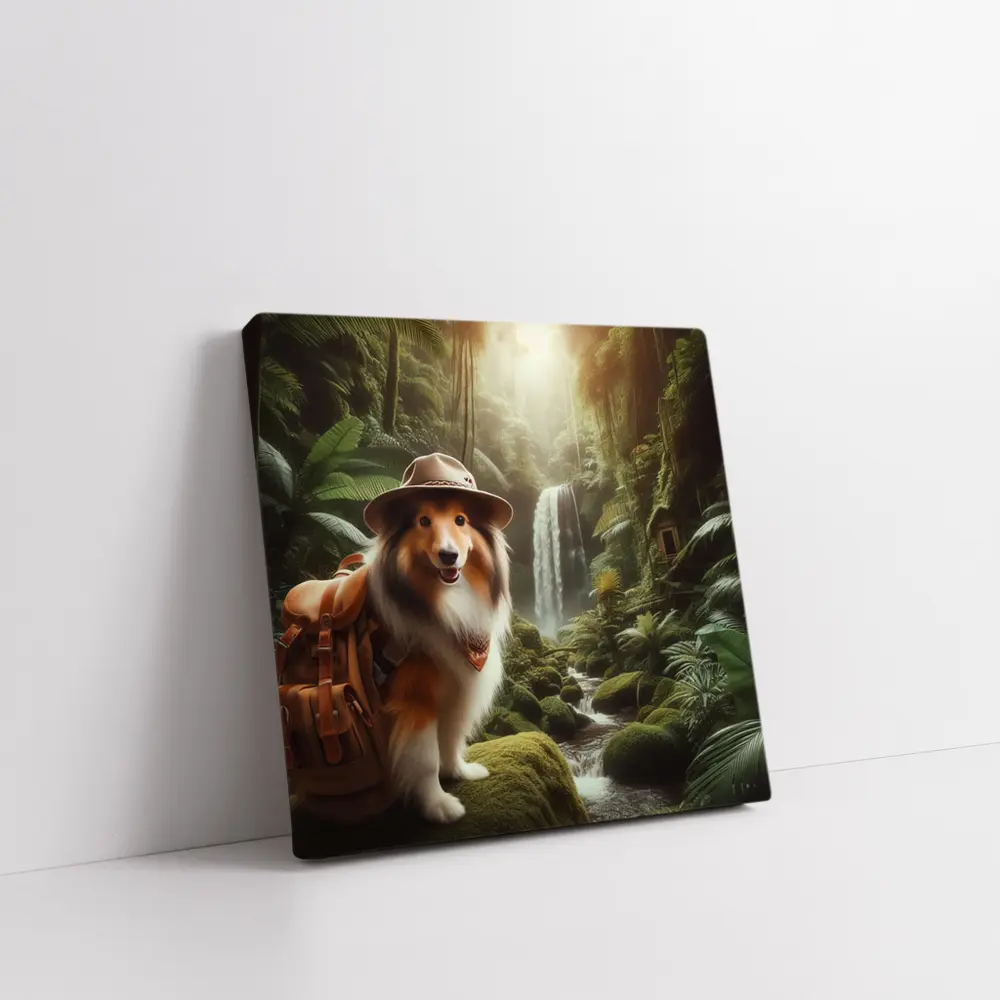 Shetland Sheepdog Explorer Jungle Waterfall Adventure – Wall Art