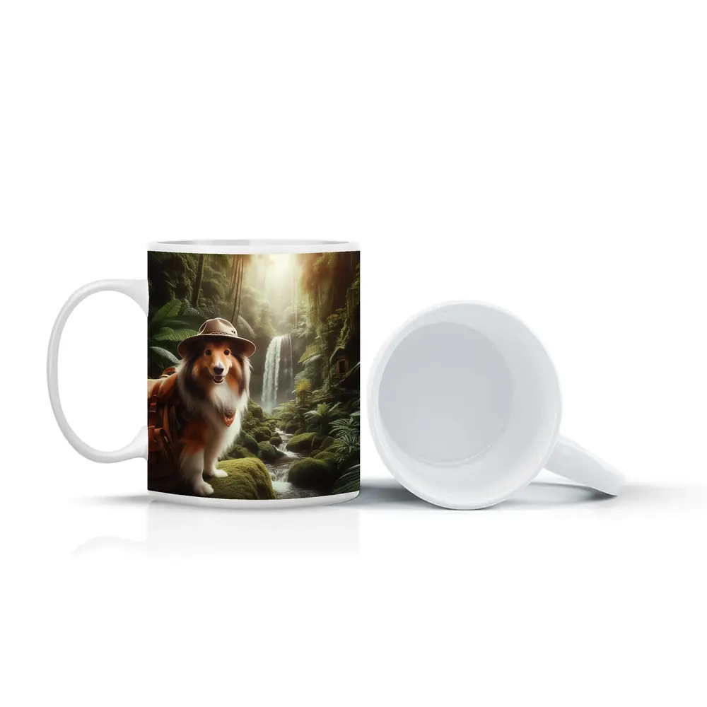 Shetland Sheepdog Explorer Jungle Waterfall Adventure – Mugs