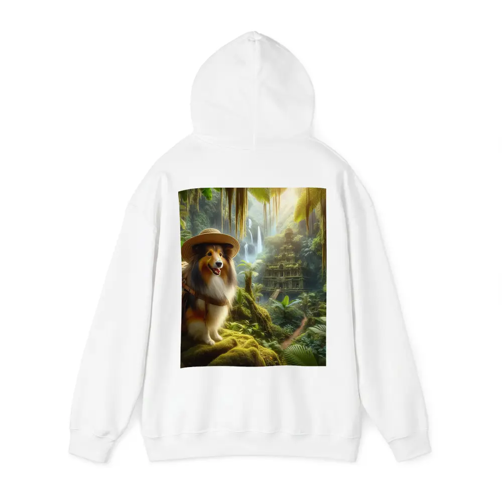 Collie Explorer Wearing Hat Jungle Ruins – Hoodies