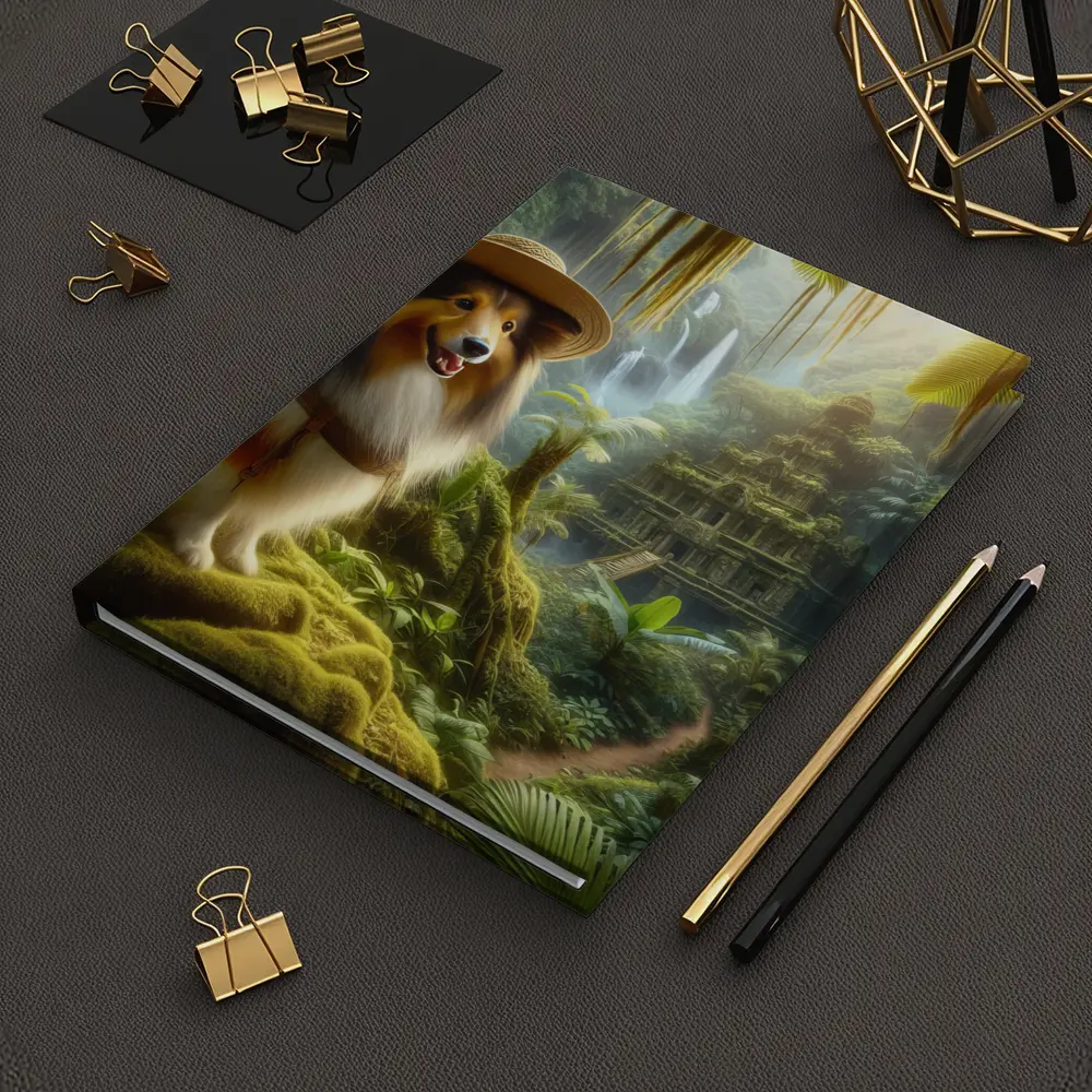 Collie Explorer Wearing Hat Jungle Ruins – Notebooks