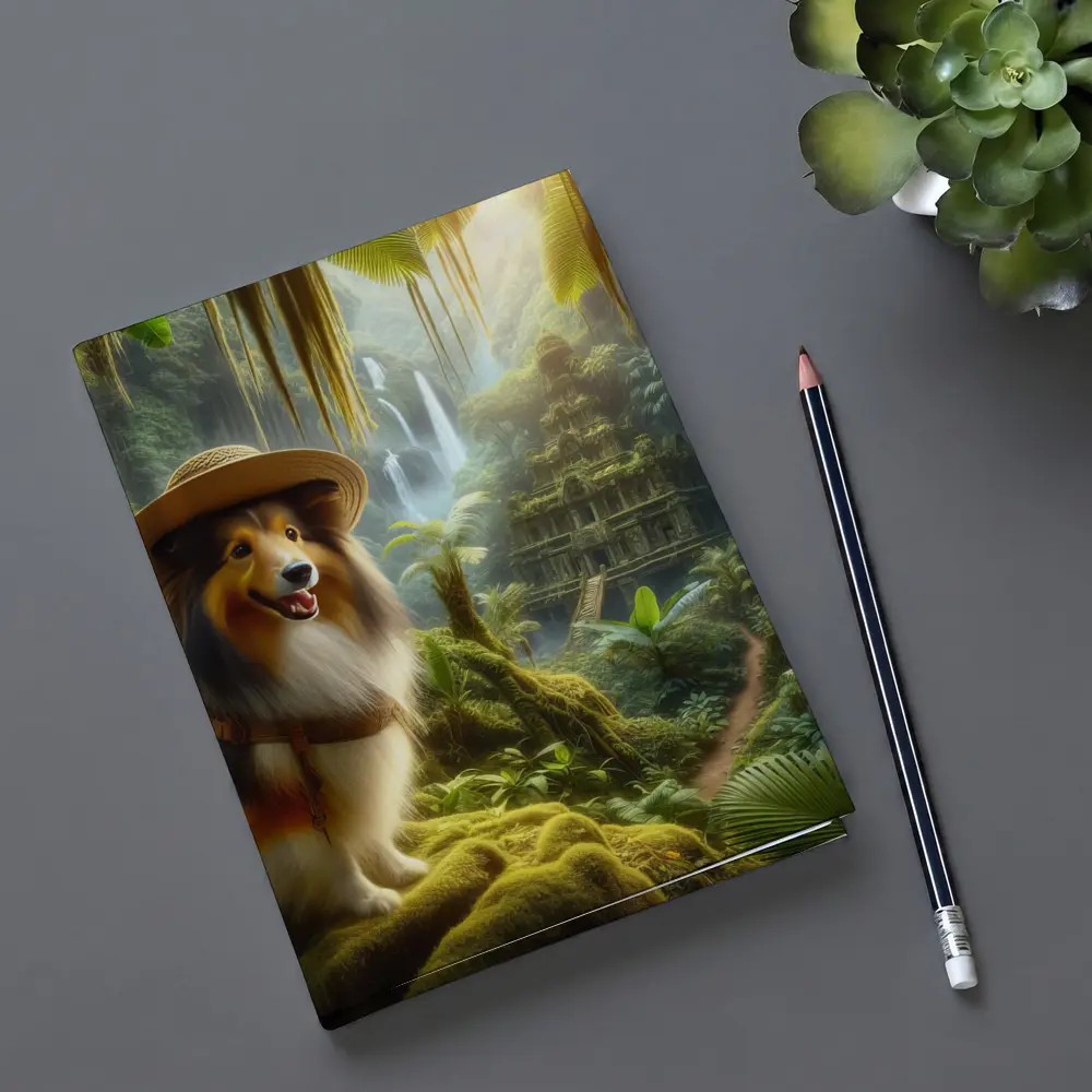 Collie Explorer Wearing Hat Jungle Ruins – Notebooks