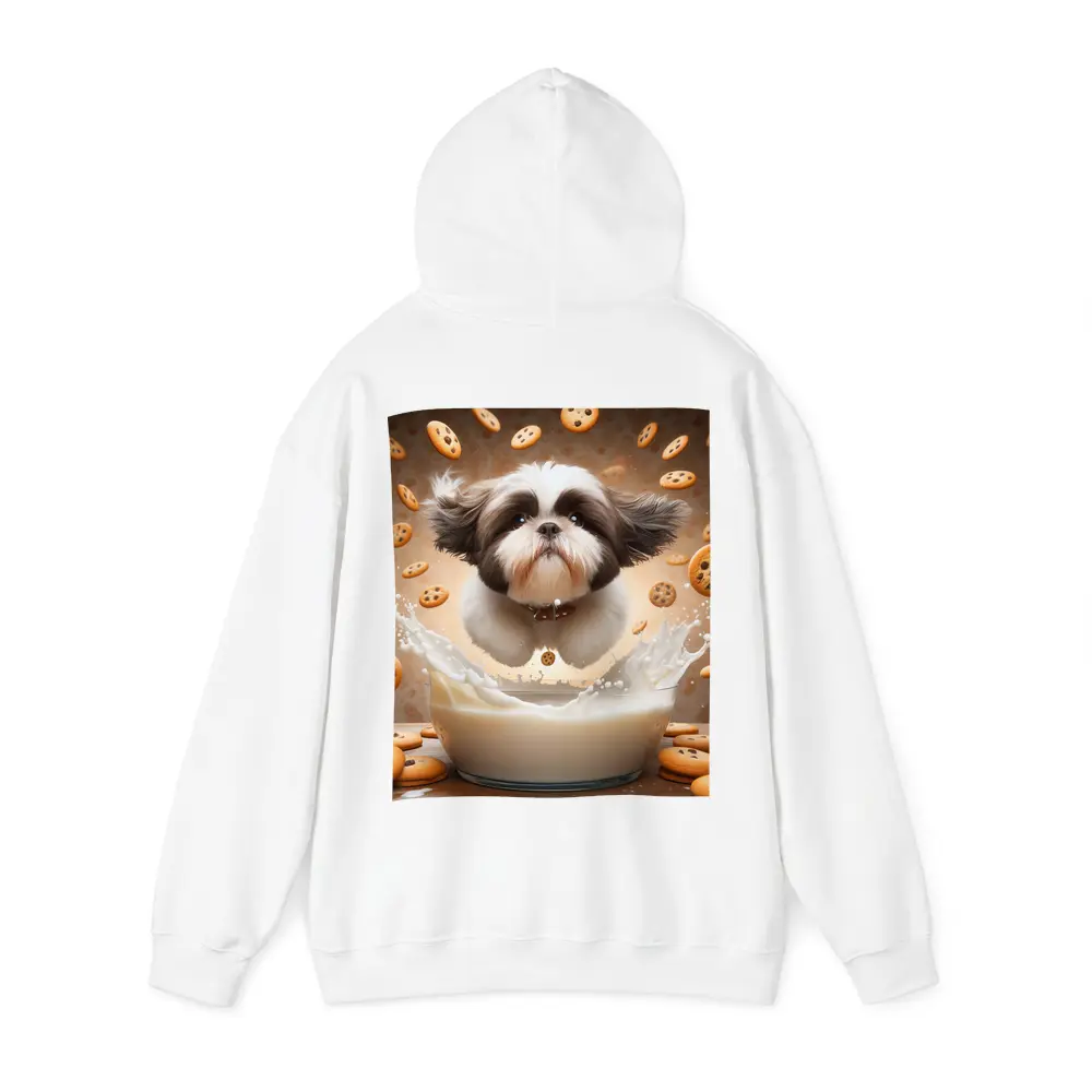 Shih Tzu Puppy Milk Splash Cookies Background – Hoodies