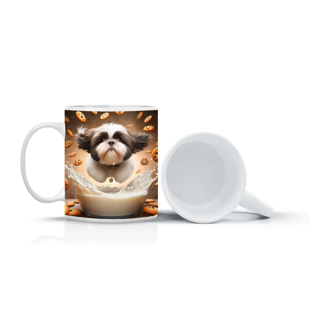 Shih Tzu Puppy Milk Splash Cookies Background – Mugs