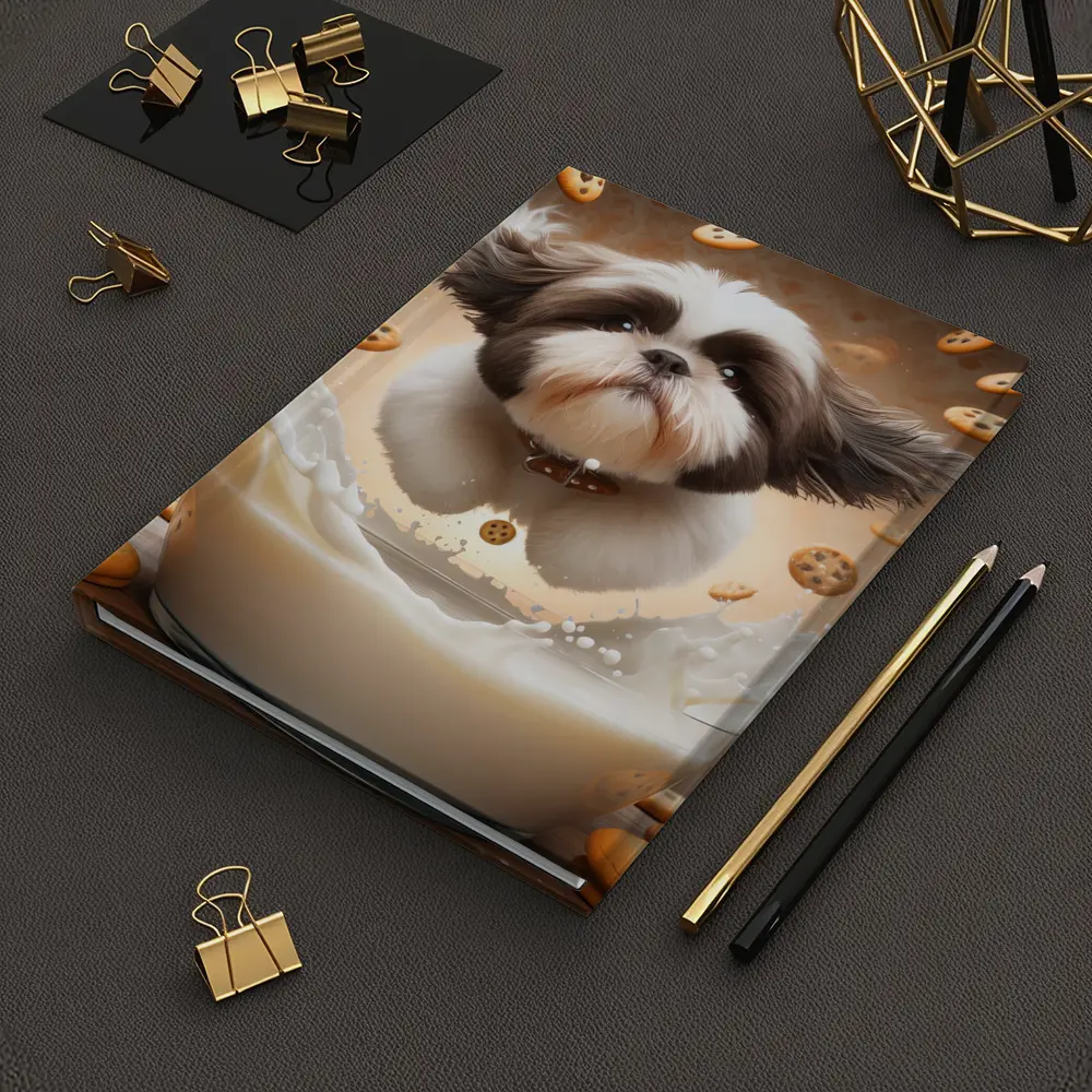 Shih Tzu Puppy Milk Splash Cookies Background – Notebooks
