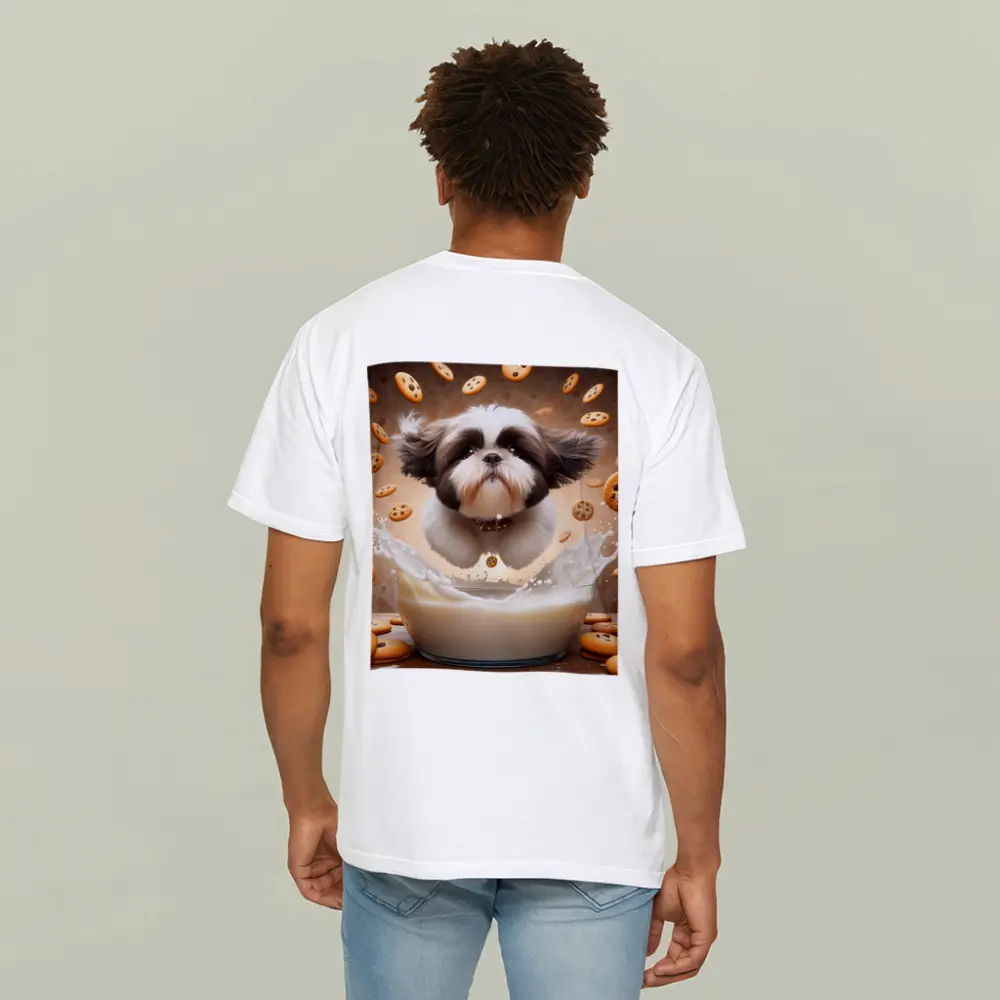 Shih Tzu Puppy Milk Splash Cookies Background – T-Shirts