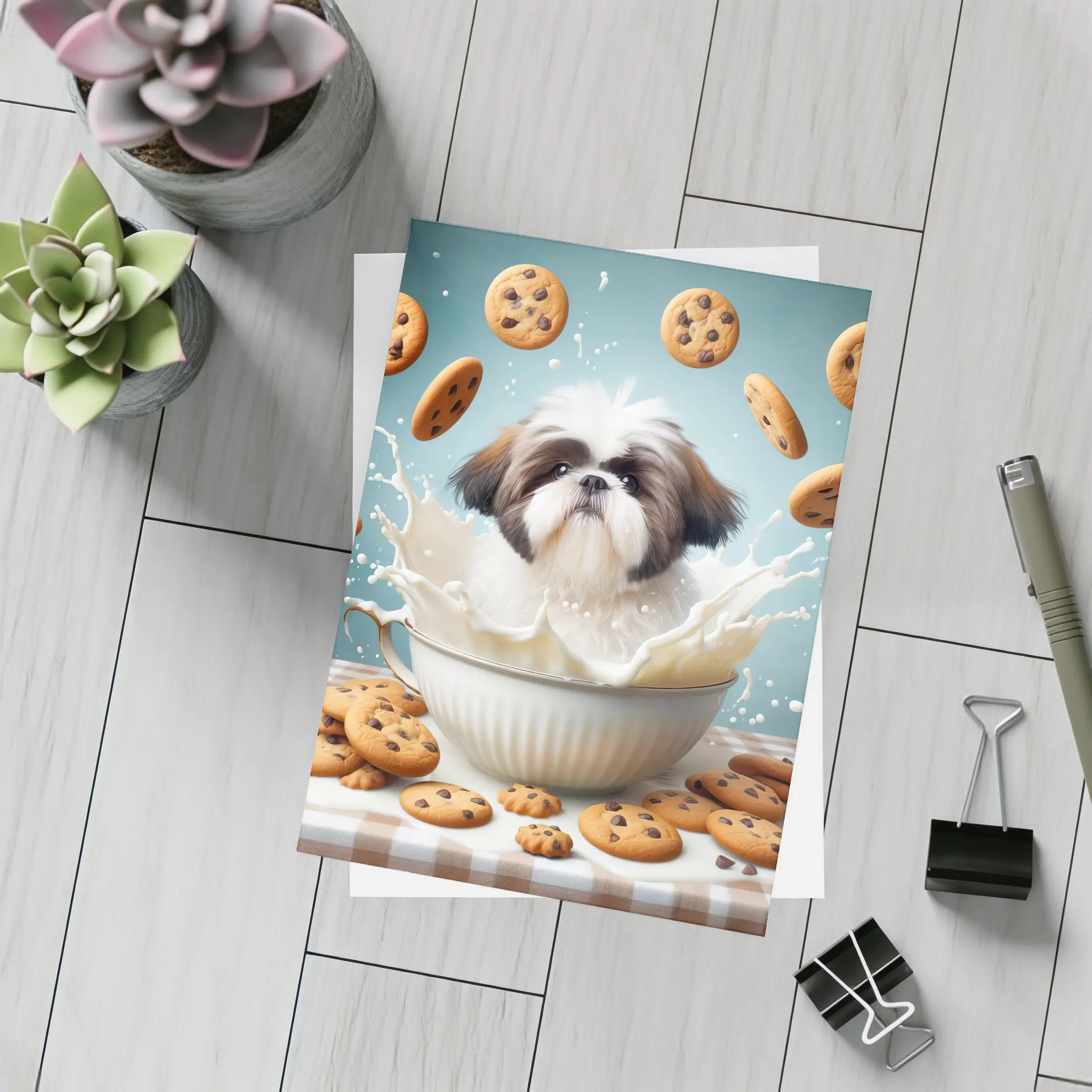 Shih Tzu Puppy Milk Splash Cookies – Postcards