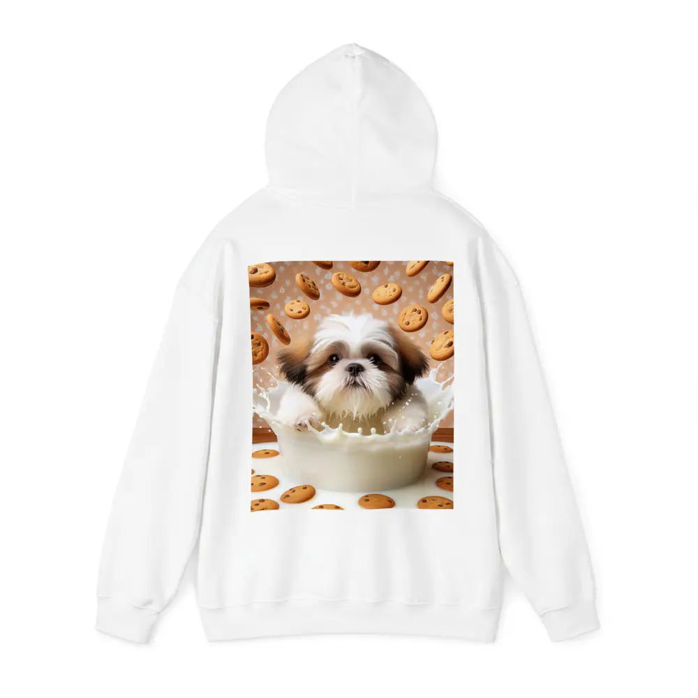 Shih Tzu Puppy Milk Splash Cookies Background – Hoodies