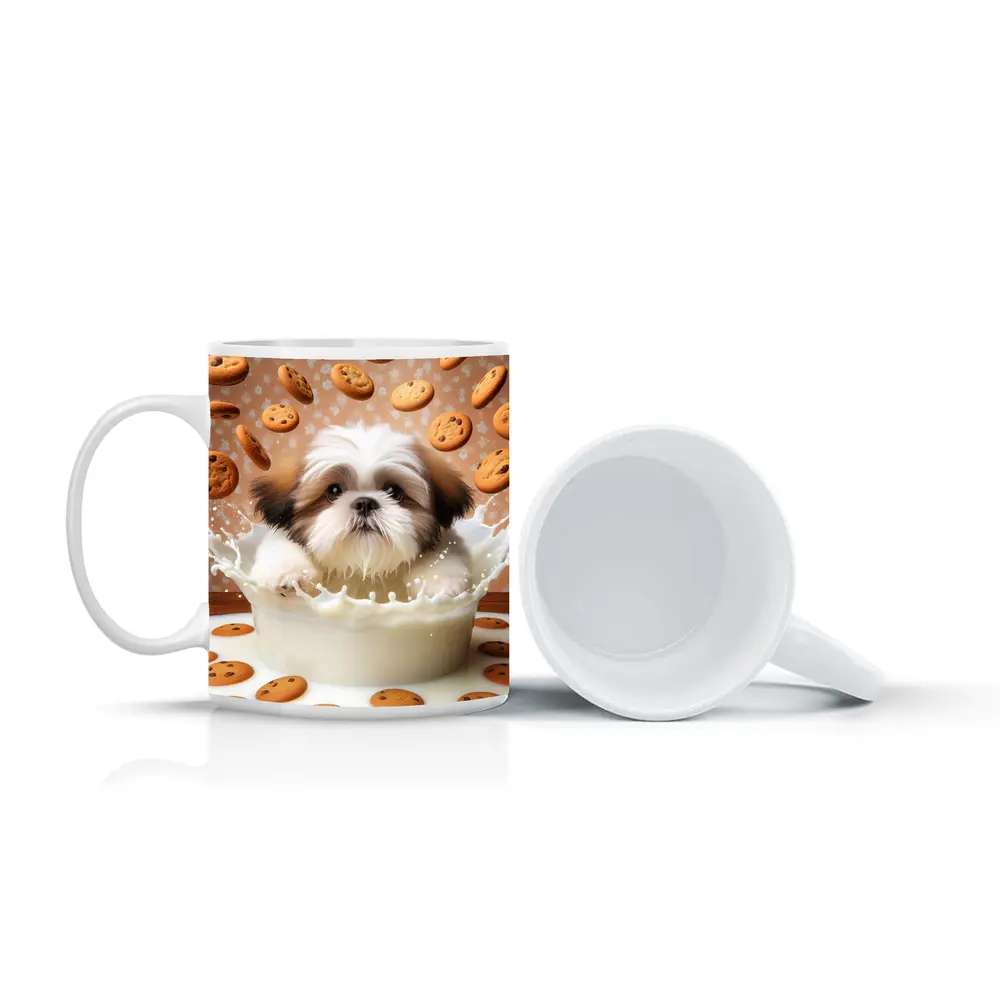 Shih Tzu Puppy Milk Splash Cookies Background – Mugs