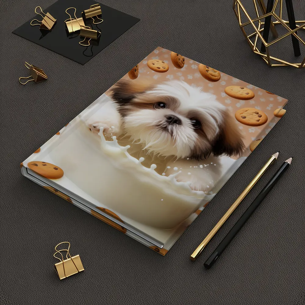 Shih Tzu Puppy Milk Splash Cookies Background – Notebooks