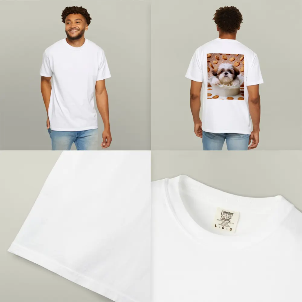 Shih Tzu Puppy Milk Splash Cookies Background – T-Shirts