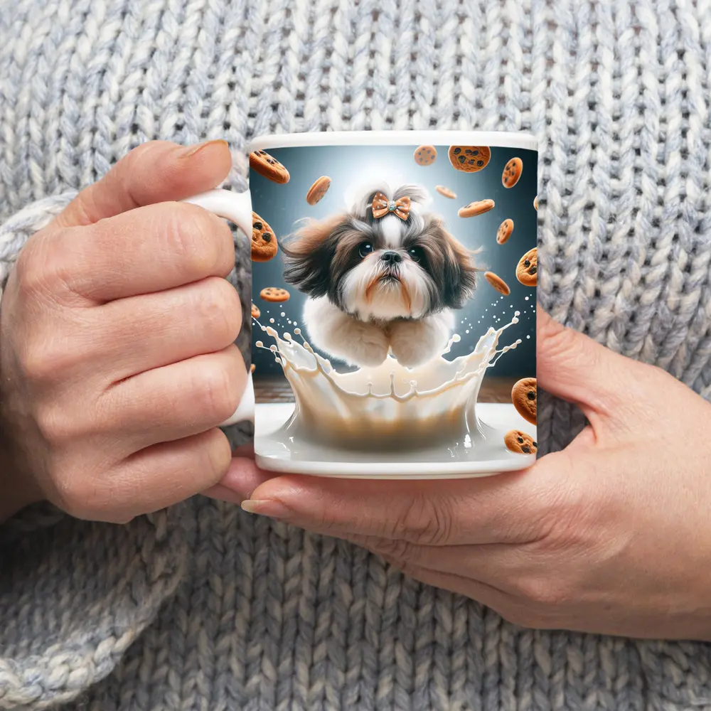 Shih Tzu Dog Milk Splash Flying Cookies – Mugs