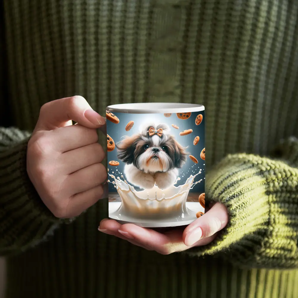 Shih Tzu Dog Milk Splash Flying Cookies – Mugs