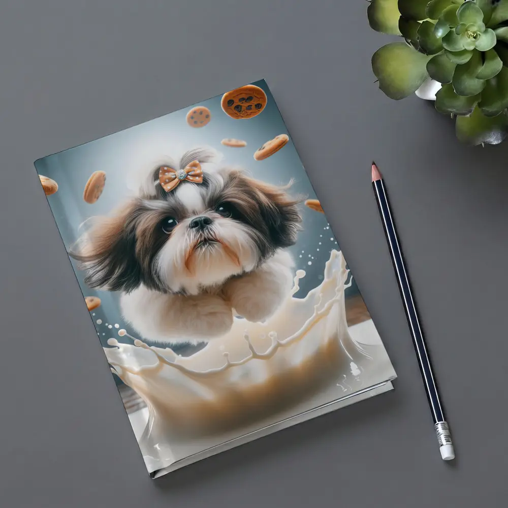 Shih Tzu Dog Milk Splash Flying Cookies – Notebooks