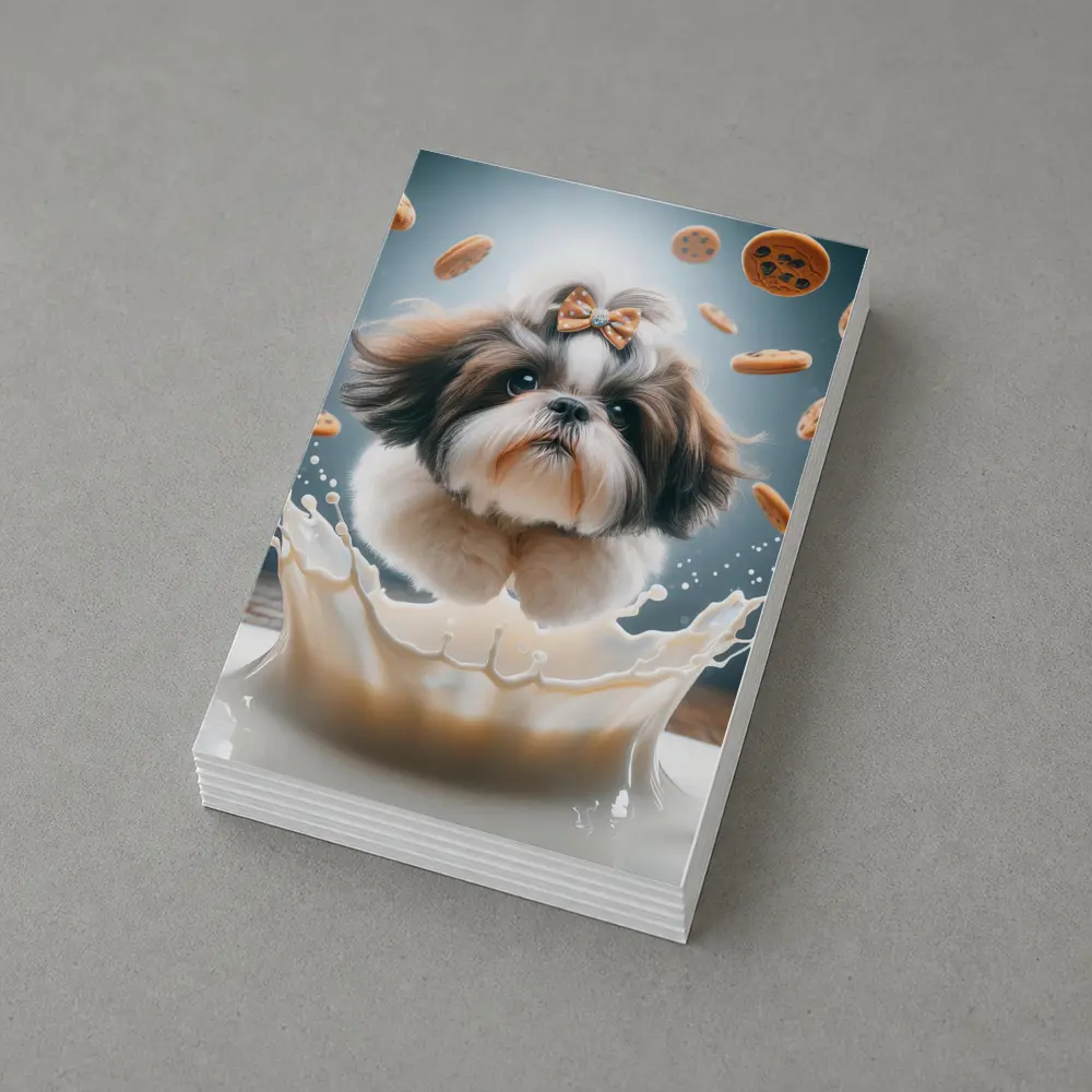 Shih Tzu Dog Milk Splash Flying Cookies – Postcards