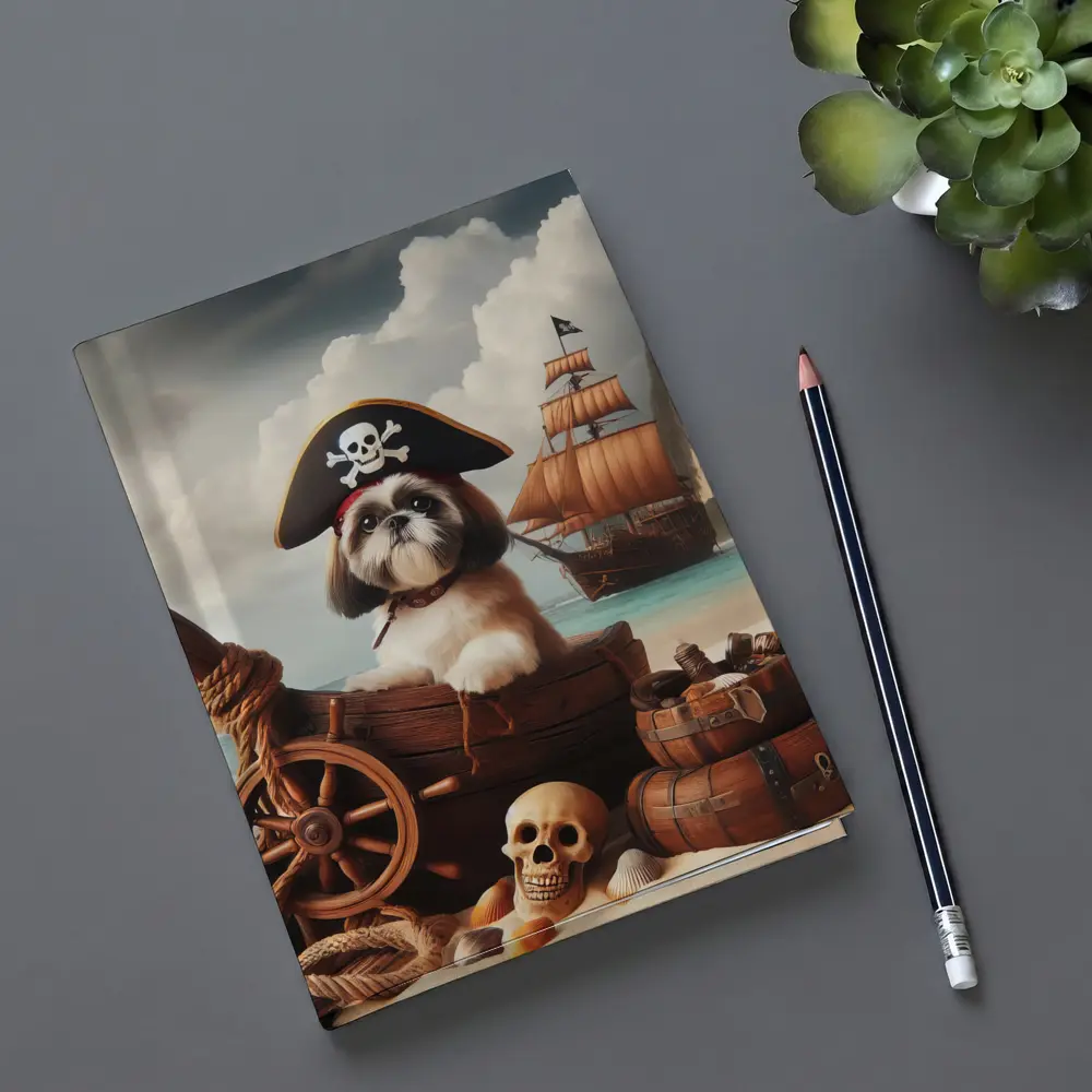 Shih Tzu Pirate Dog on Tropical Beach – Notebooks