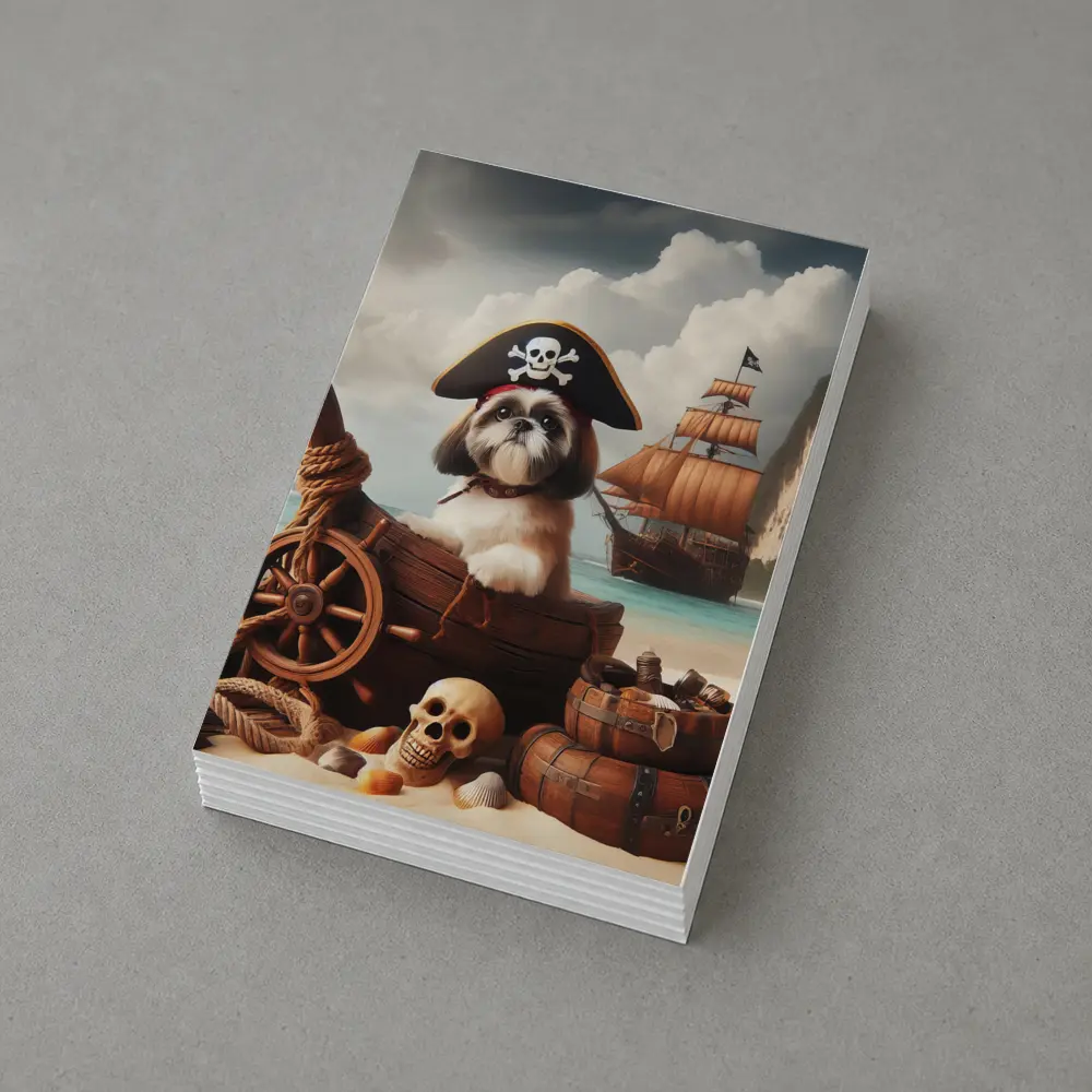 Shih Tzu Pirate Dog on Tropical Beach – Postcards