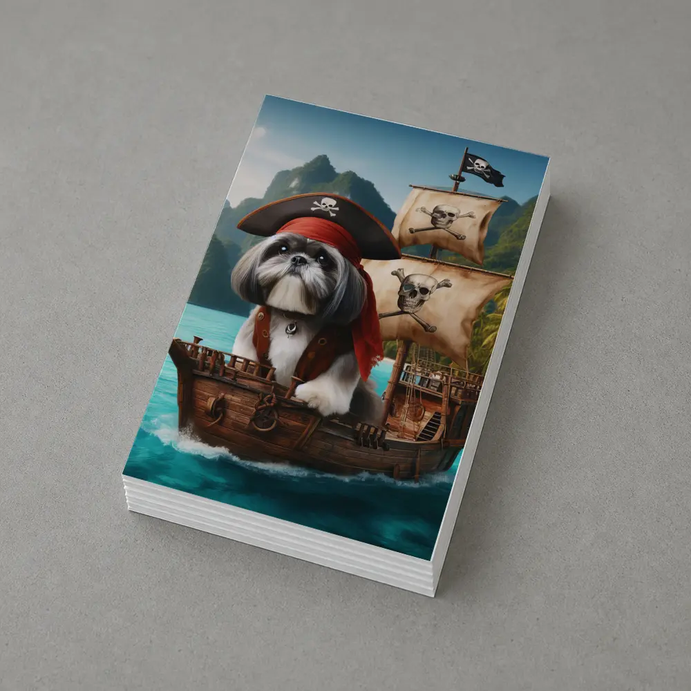 Shih Tzu Pirate Captain on Wooden Ship – Postcards