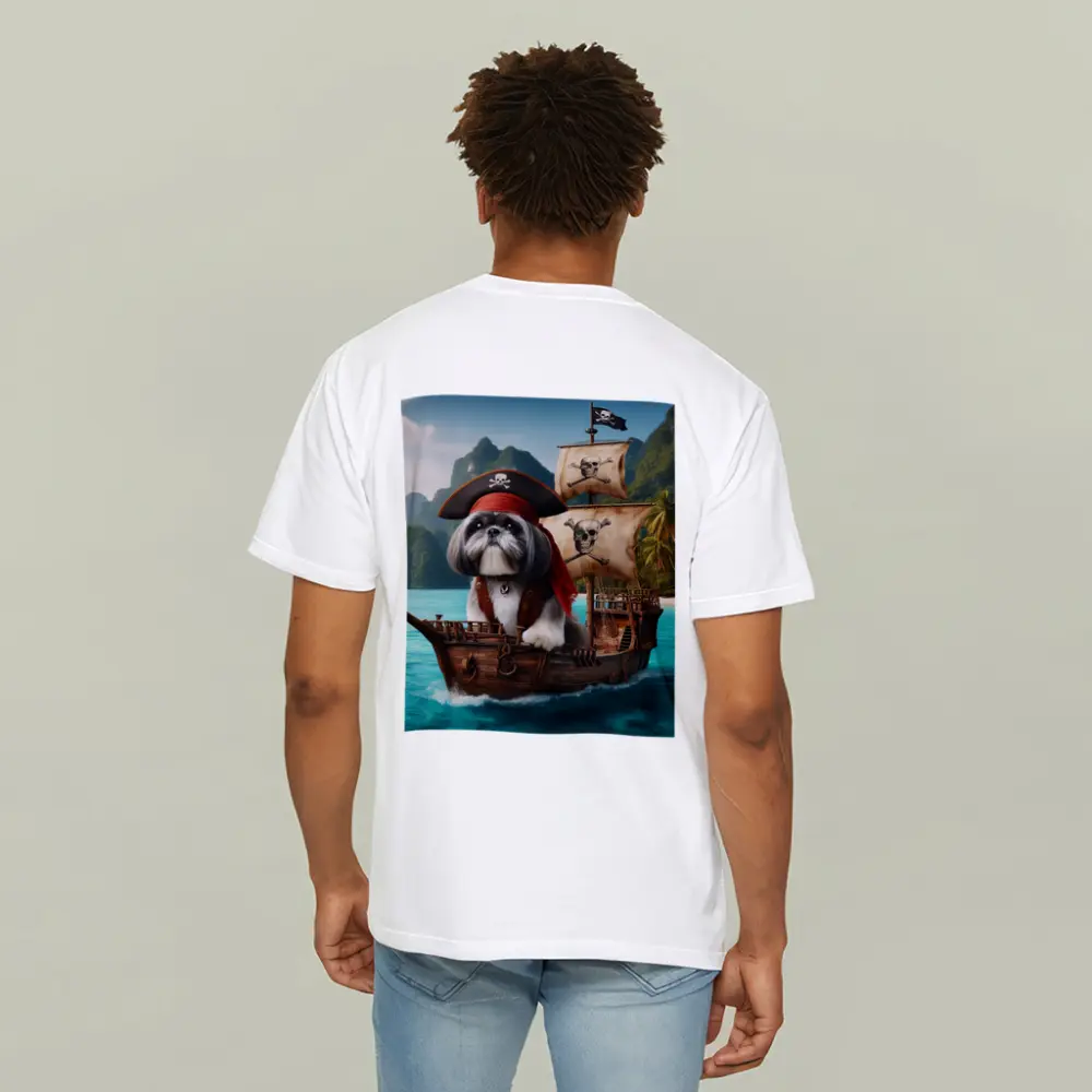 Shih Tzu Pirate Captain on Wooden Ship – T-Shirts