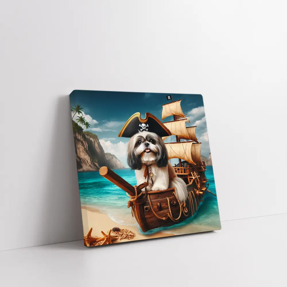 Shih Tzu Pirate Dog on Sailing Ship – Wall Art
