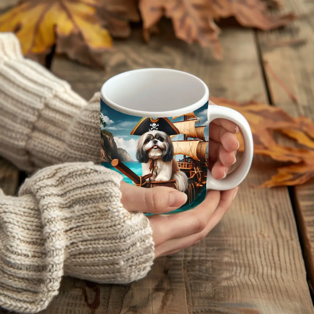 Shih Tzu Pirate Dog on Sailing Ship – Mugs