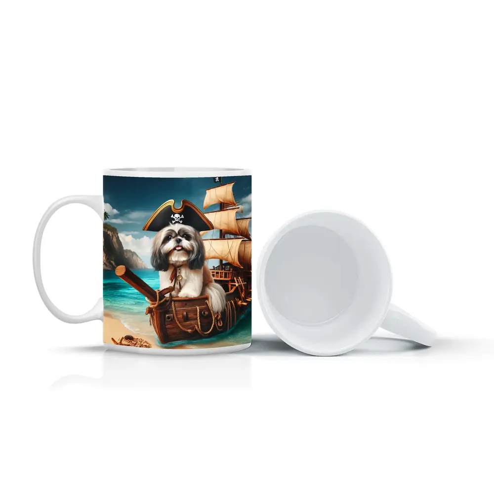 Shih Tzu Pirate Dog on Sailing Ship – Mugs