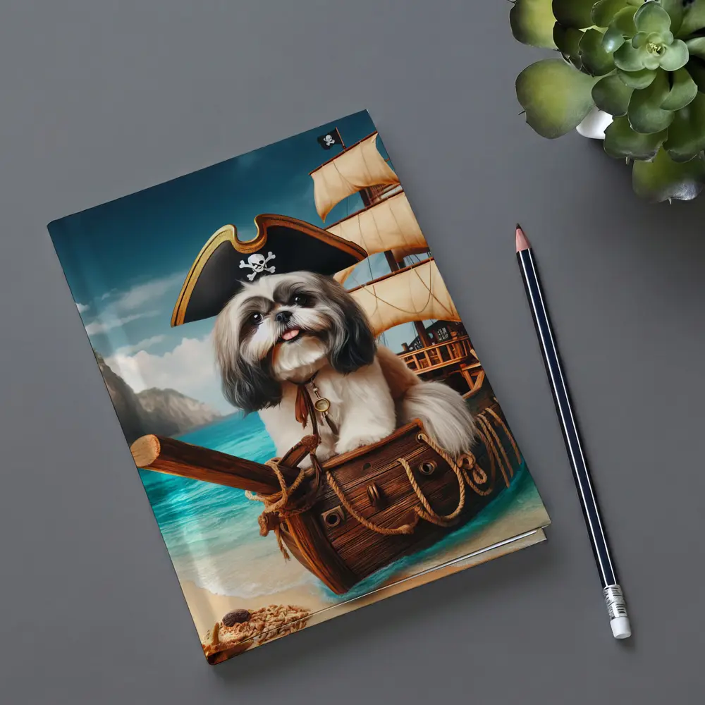Shih Tzu Pirate Dog on Sailing Ship – Notebooks