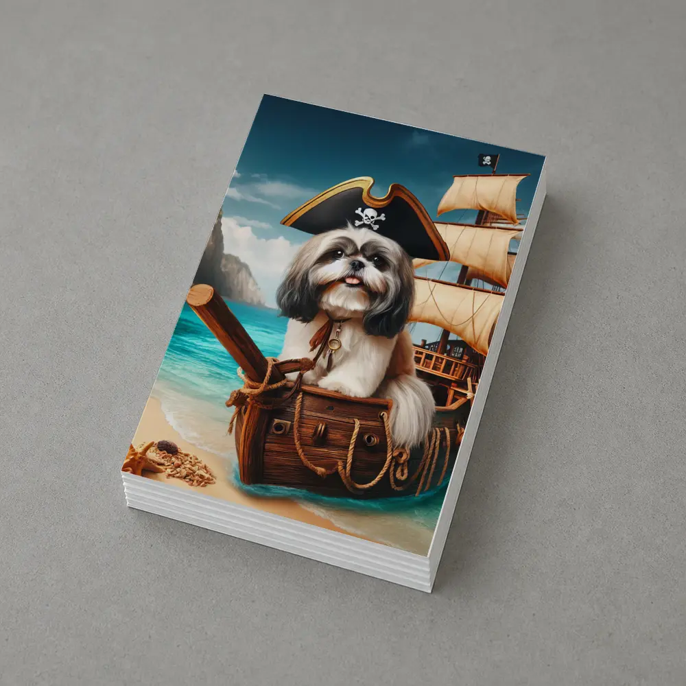 Shih Tzu Pirate Dog on Sailing Ship – Postcards