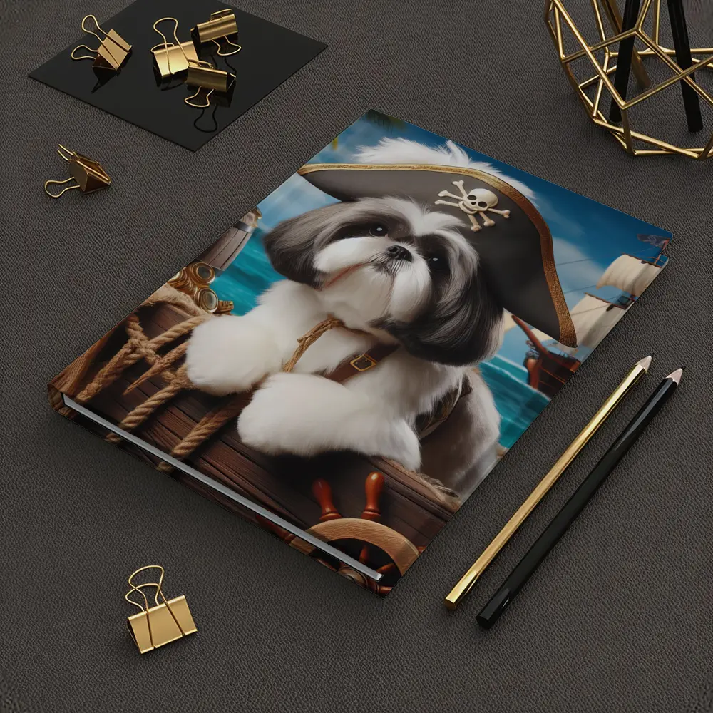 Shih Tzu Pirate Captain Ocean Ship Background – Notebooks