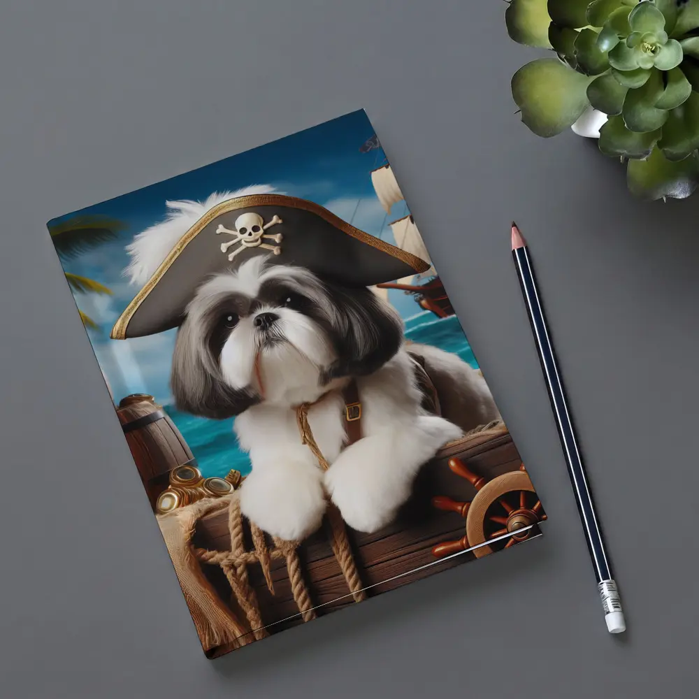 Shih Tzu Pirate Captain Ocean Ship Background – Notebooks