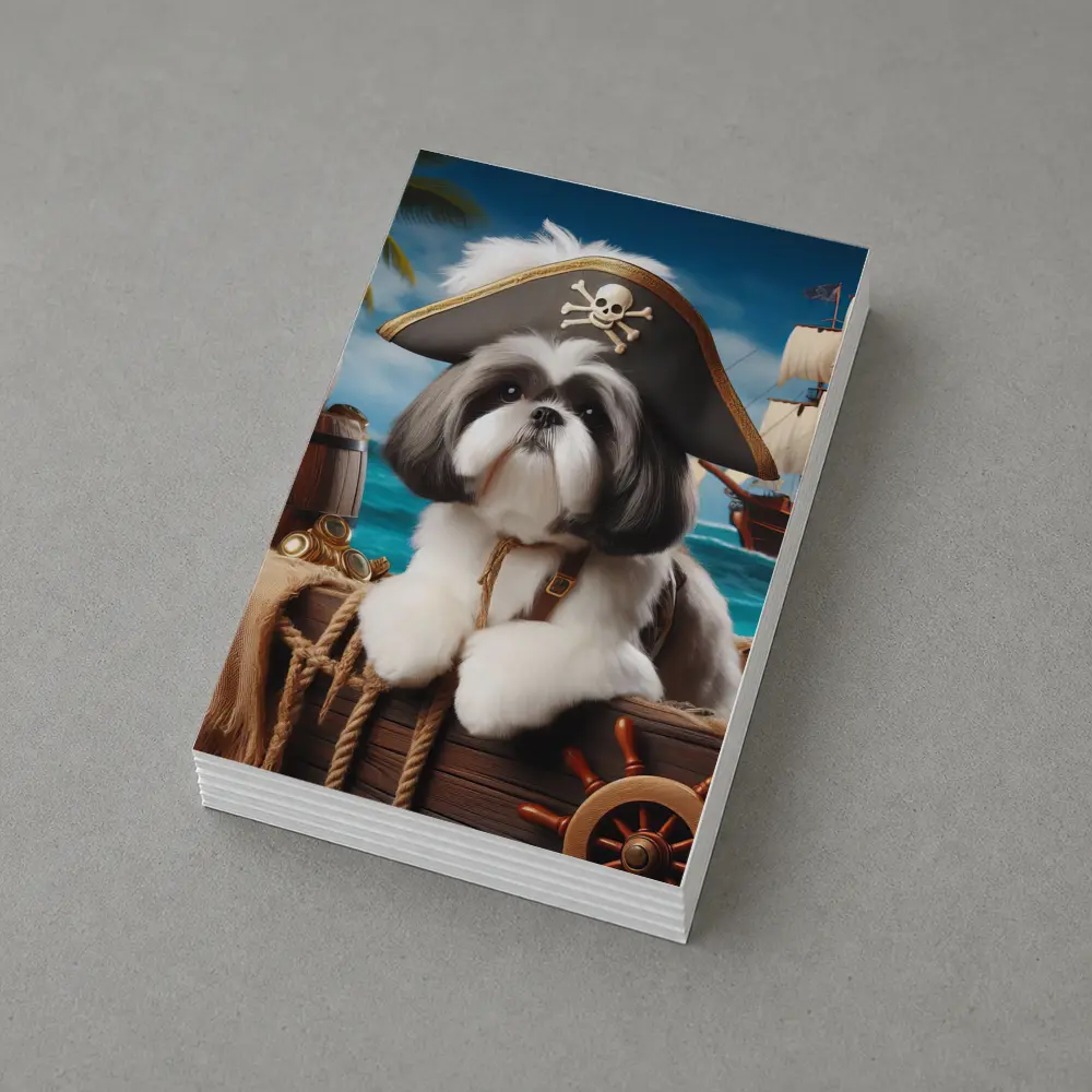 Shih Tzu Pirate Captain Ocean Ship Background – Postcards