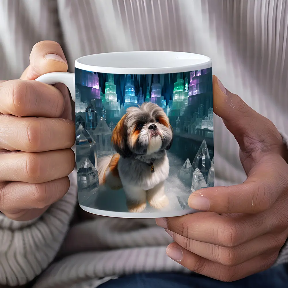 Shih Tzu Dog In Glowing Ice Crystal City – Mugs