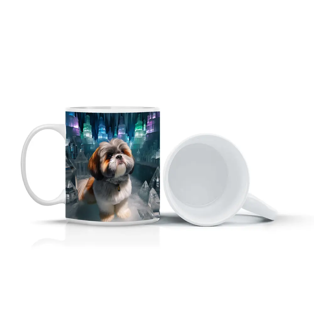 Shih Tzu Dog In Glowing Ice Crystal City – Mugs