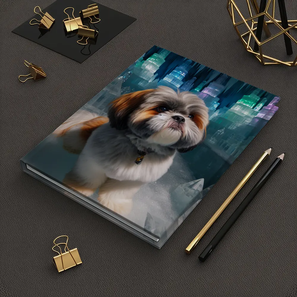 Shih Tzu Dog In Glowing Ice Crystal City – Notebooks