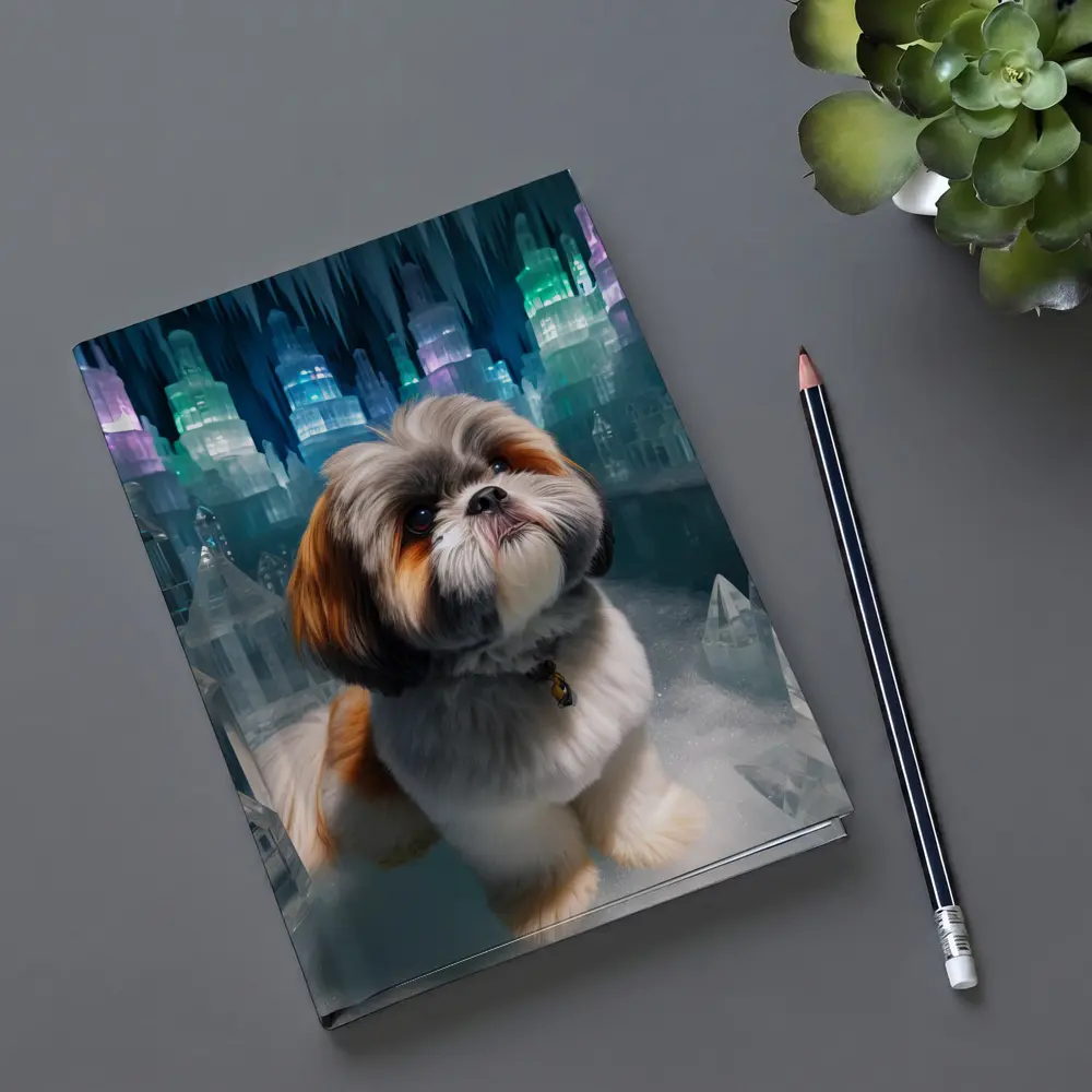 Shih Tzu Dog In Glowing Ice Crystal City – Notebooks