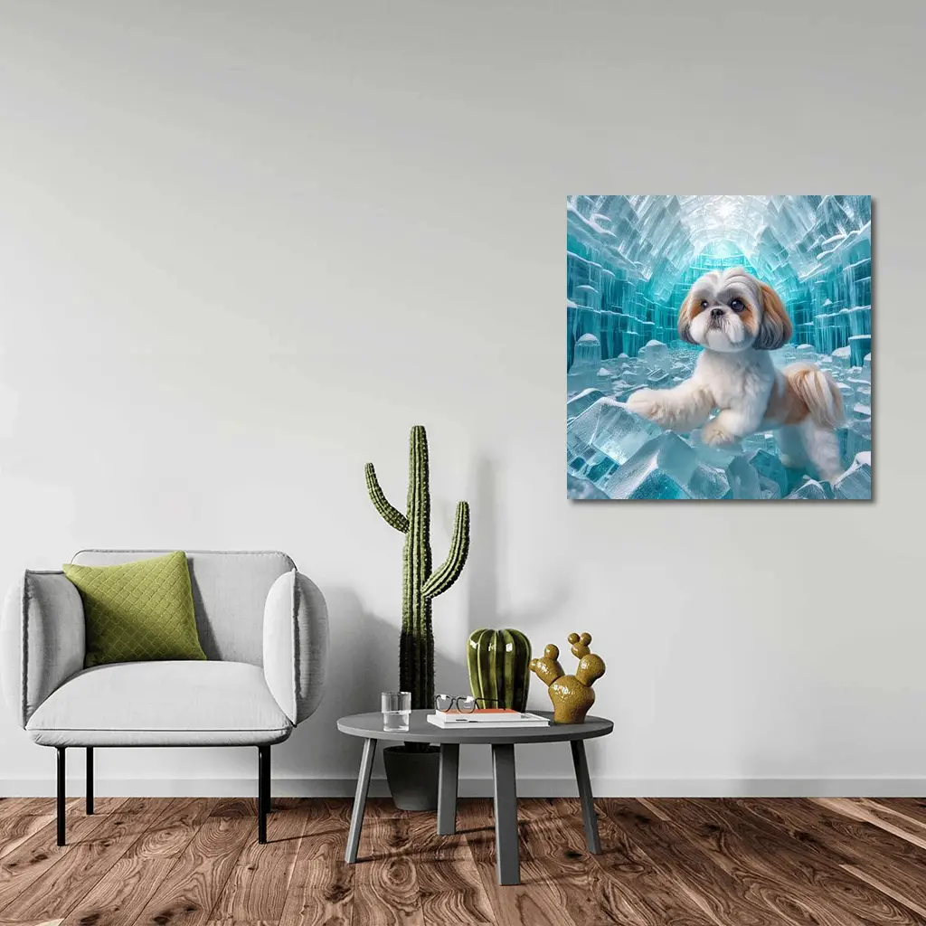 Shih Tzu Dog Inside Glowing Ice Cave – Wall Art