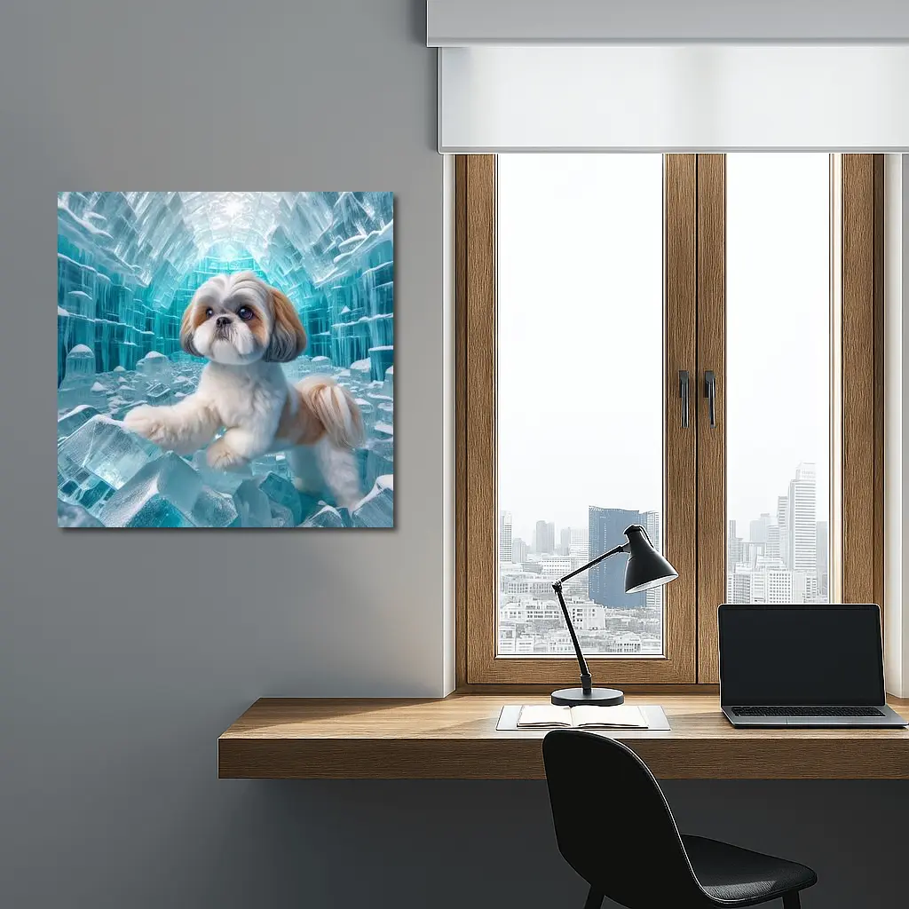 Shih Tzu Dog Inside Glowing Ice Cave – Wall Art