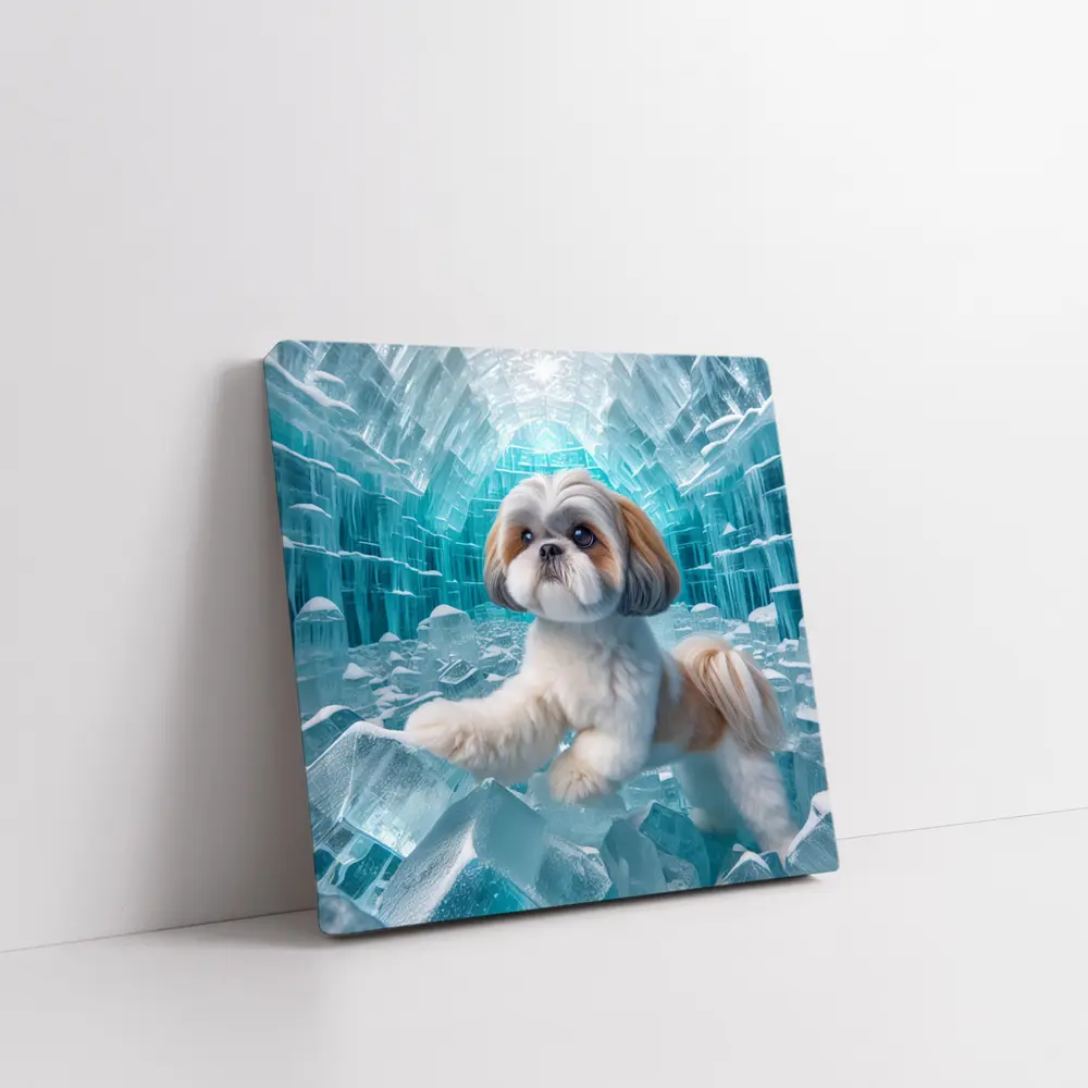 Shih Tzu Dog Inside Glowing Ice Cave – Wall Art