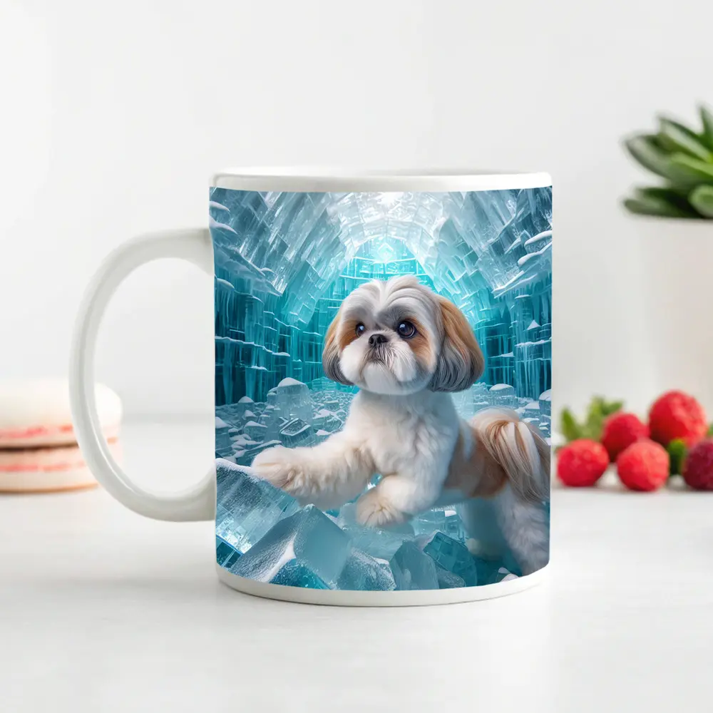 Shih Tzu Dog Inside Glowing Ice Cave – Mugs