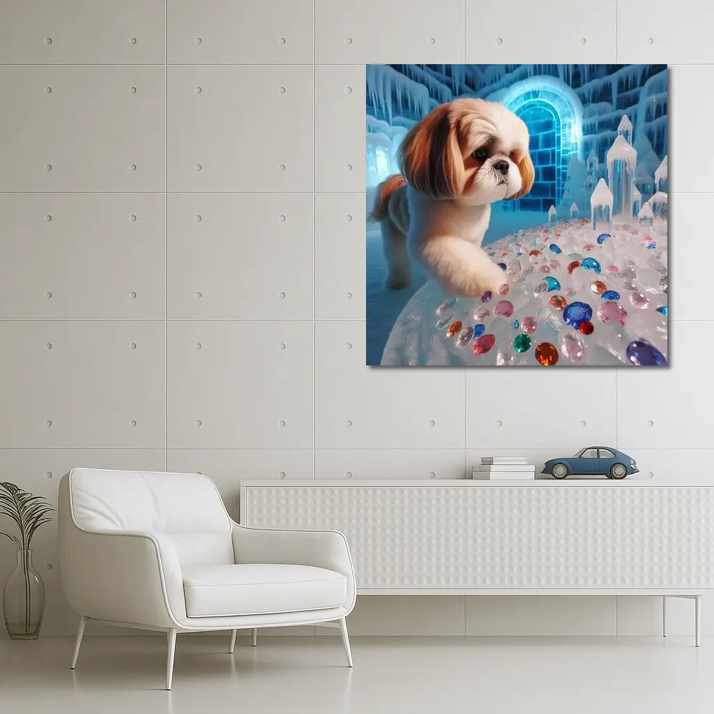 Shih Tzu Dog Ice Palace Colorful Gems – Wall Art