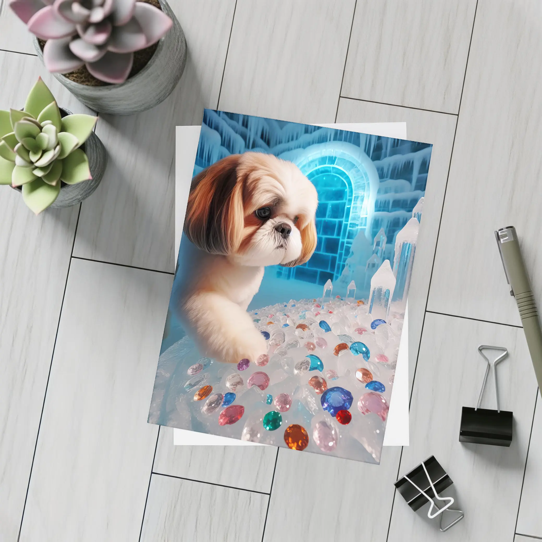 Shih Tzu Dog Ice Palace Colorful Gems – Postcards