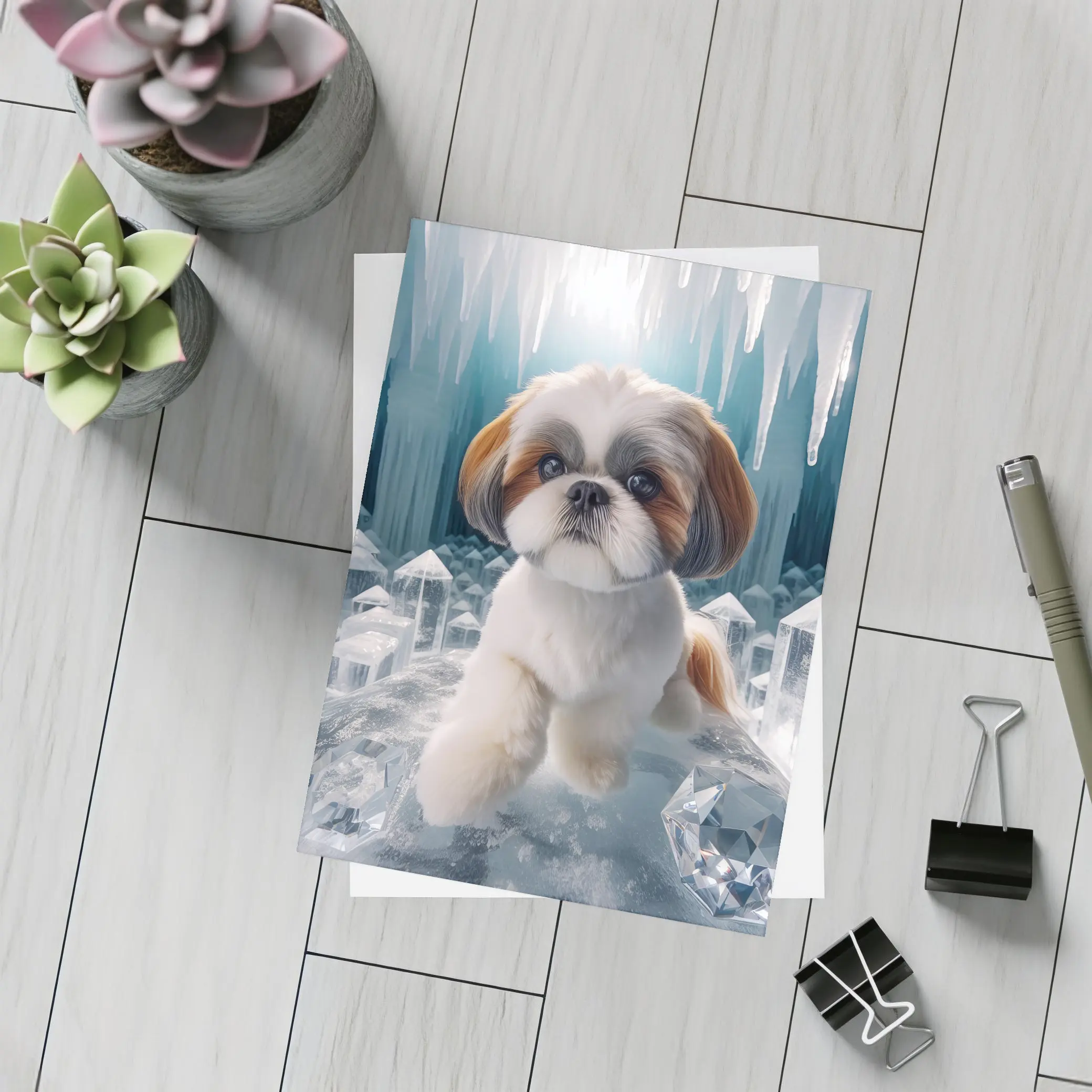 Shih Tzu Dog Ice Crystal Cave Art – Postcards