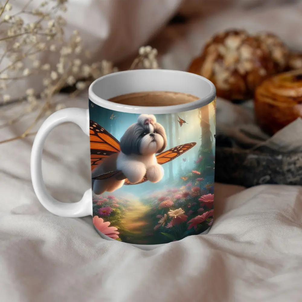 Shih Tzu Dog Butterfly Wings Fantasy Forest – Mugs