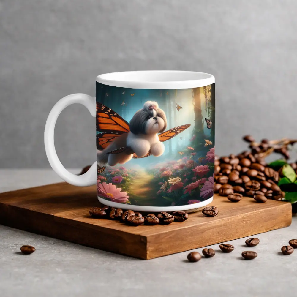 Shih Tzu Dog Butterfly Wings Fantasy Forest – Mugs