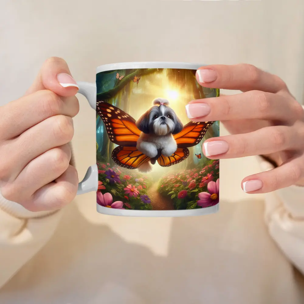 Shih Tzu Dog Butterfly Wings Fantasy Forest – Mugs