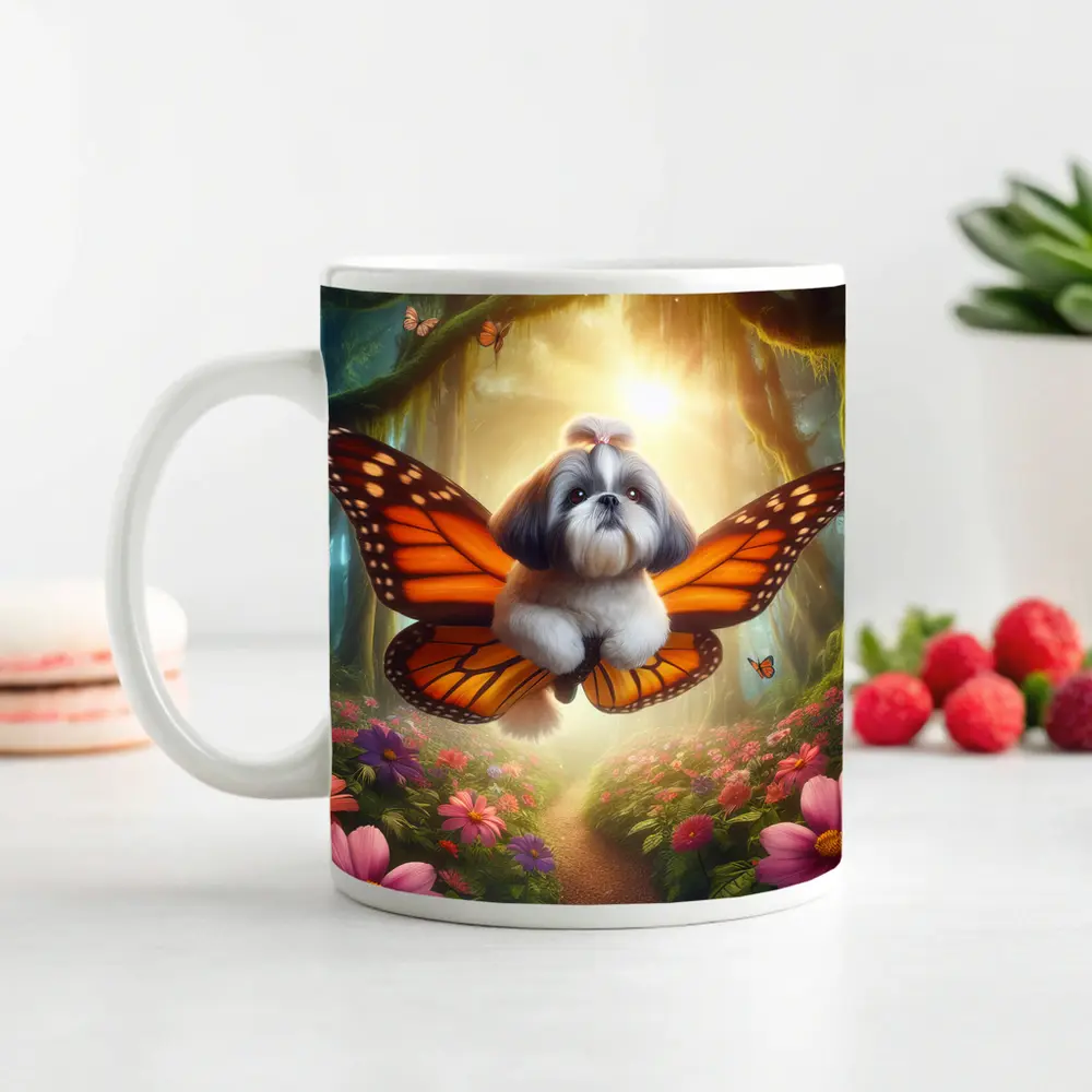 Shih Tzu Dog Butterfly Wings Fantasy Forest – Mugs