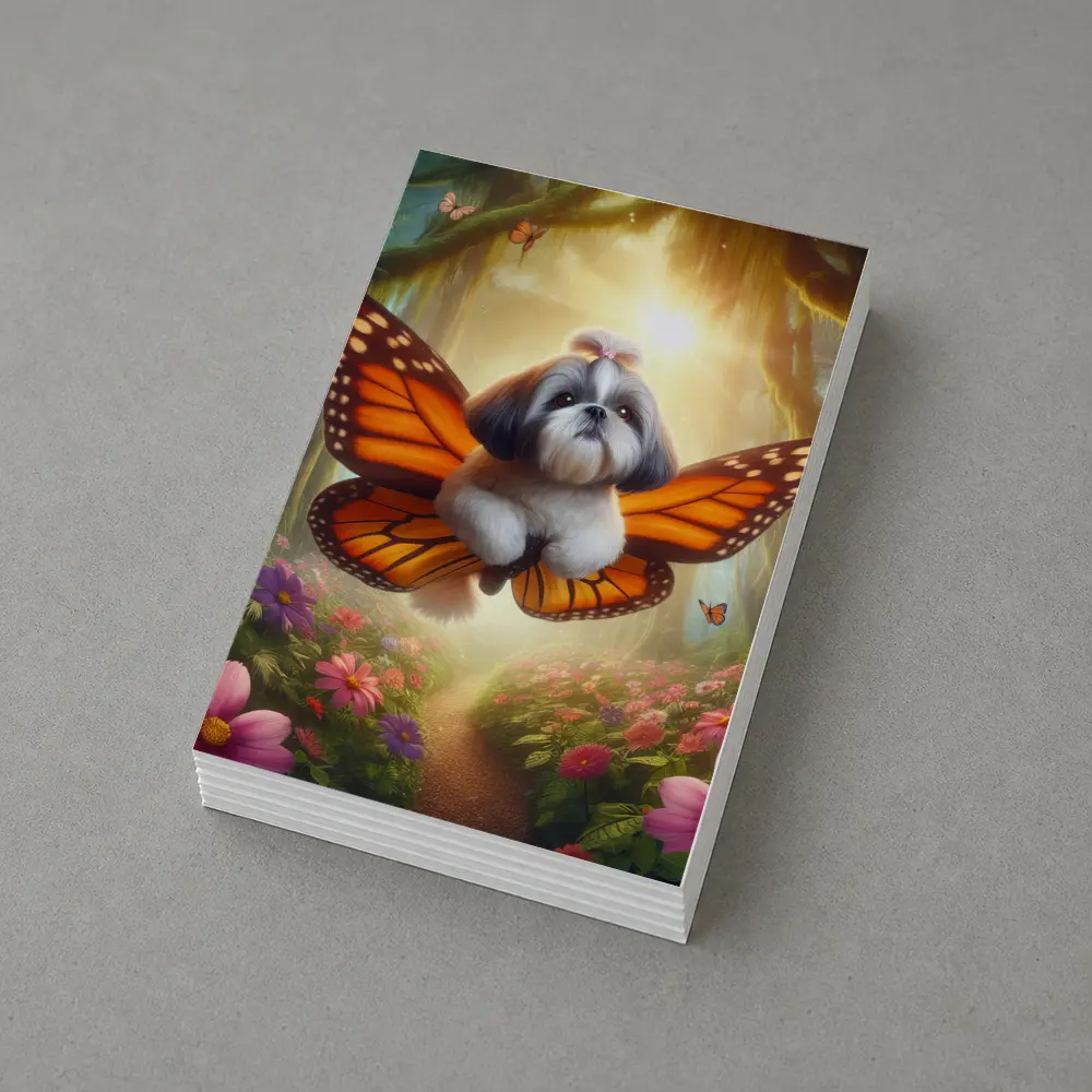 Shih Tzu Dog Butterfly Wings Fantasy Forest – Postcards