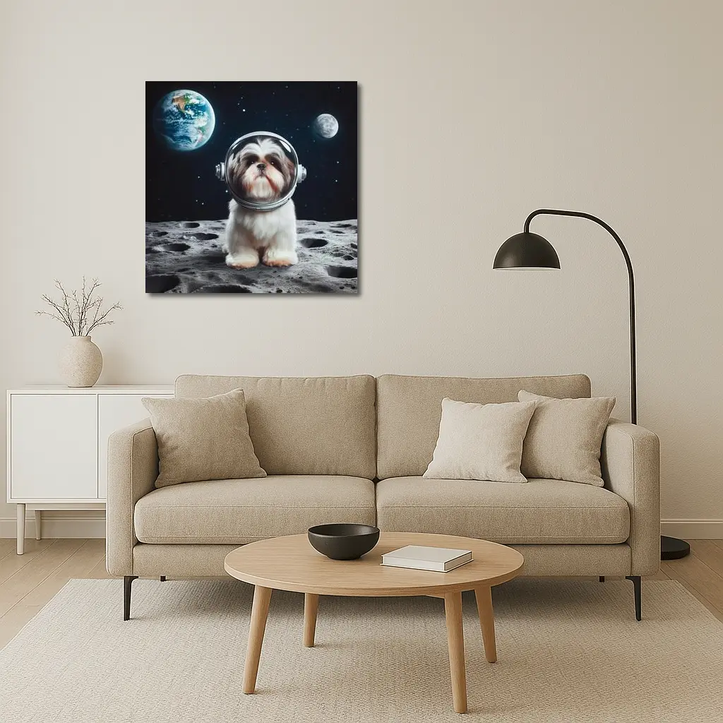 Shih Tzu Astronaut Dog On The Moon – Wall Art
